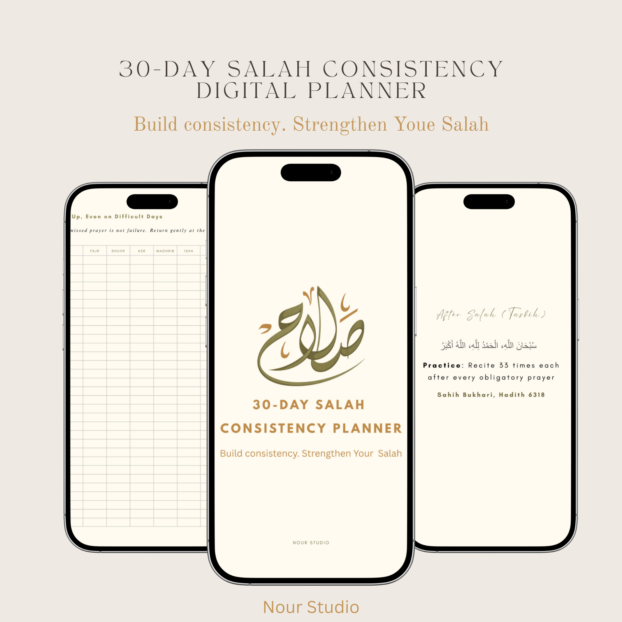 30-Days Consistency Planner digital Islamic prayer tracker